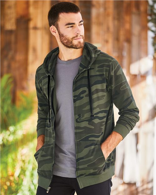 J. America - Camo Full-Zip Hooded Sweatshirt - 8615