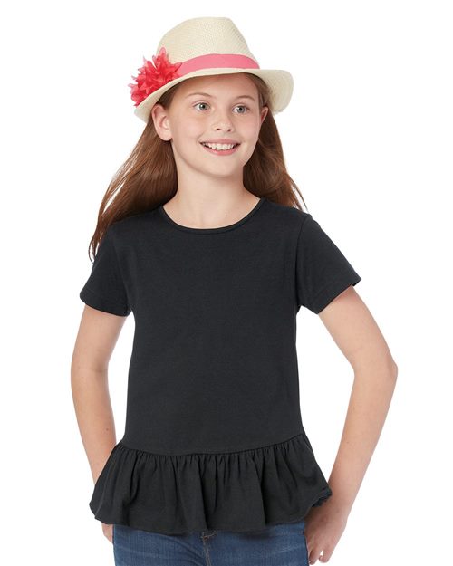 LAT - Girls' Ruffle Fine Jersey Tee - 2627