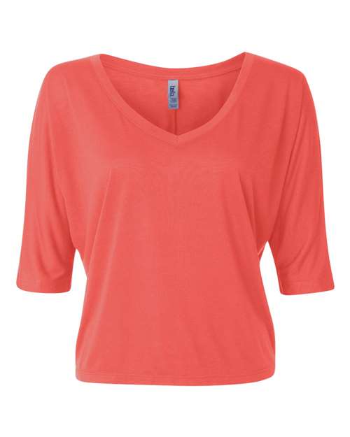 BELLA + CANVAS - Women's Flowy Boxy Half-Sleeve V-Neck Tee - 8825