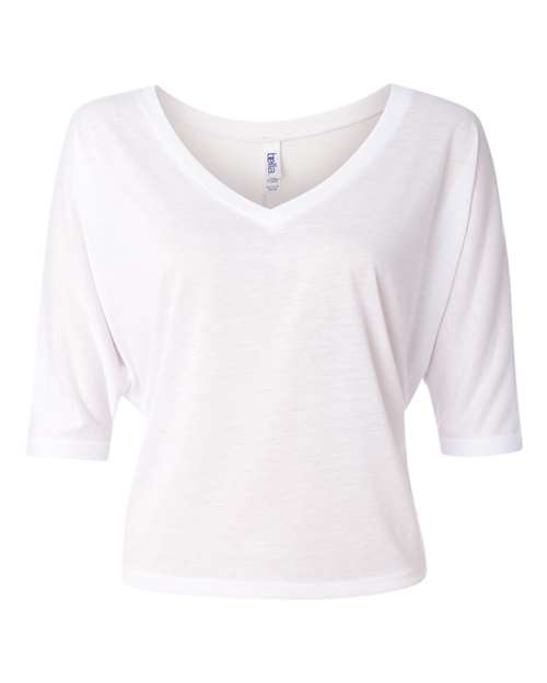 BELLA + CANVAS - Women's Flowy Boxy Half-Sleeve V-Neck Tee - 8825