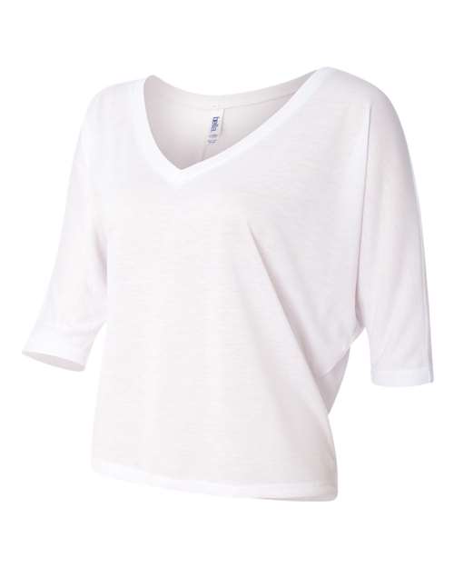 BELLA + CANVAS - Women's Flowy Boxy Half-Sleeve V-Neck Tee - 8825