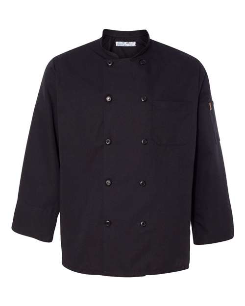 Chef Designs - Ten Pearl Button Black Chef Coat - 0425