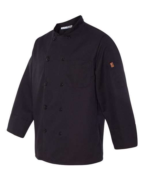 Chef Designs - Ten Pearl Button Black Chef Coat - 0425