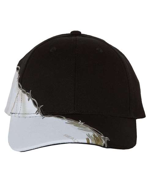 Kati - Camo with Barbed Wire Embroidery Cap - LC4BW