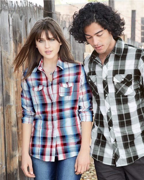 Burnside - Women's Long Sleeve Plaid Shirt - 5222