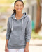 J. America - Women's Sueded V-Neck Hooded Sweatshirt - 8836