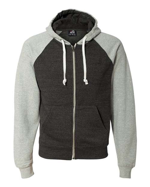 J. America - Triblend Raglan Full-Zip Hooded Sweatshirt - 8874