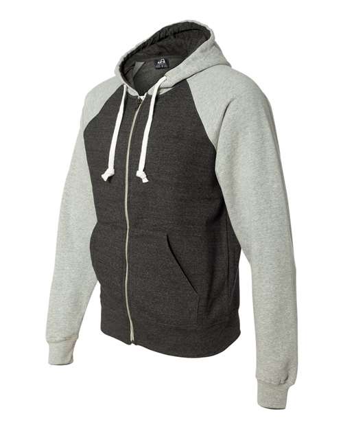 J. America - Triblend Raglan Full-Zip Hooded Sweatshirt - 8874