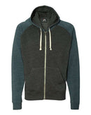 J. America - Triblend Raglan Full-Zip Hooded Sweatshirt - 8874