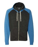 J. America - Triblend Raglan Full-Zip Hooded Sweatshirt - 8874