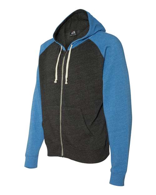 J. America - Triblend Raglan Full-Zip Hooded Sweatshirt - 8874