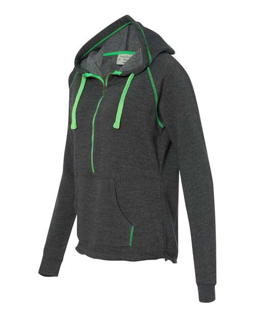 J. America - Women's Half-Zip Triblend Hooded Pullover Sweatshirt - 8876