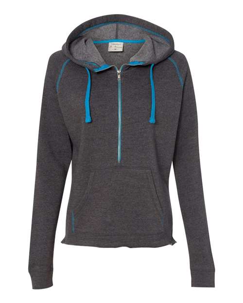 J. America - Women's Half-Zip Triblend Hooded Pullover Sweatshirt - 8876