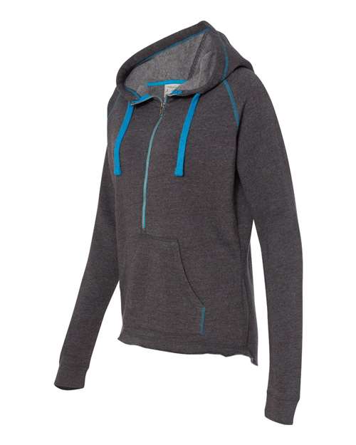 J. America - Women's Half-Zip Triblend Hooded Pullover Sweatshirt - 8876