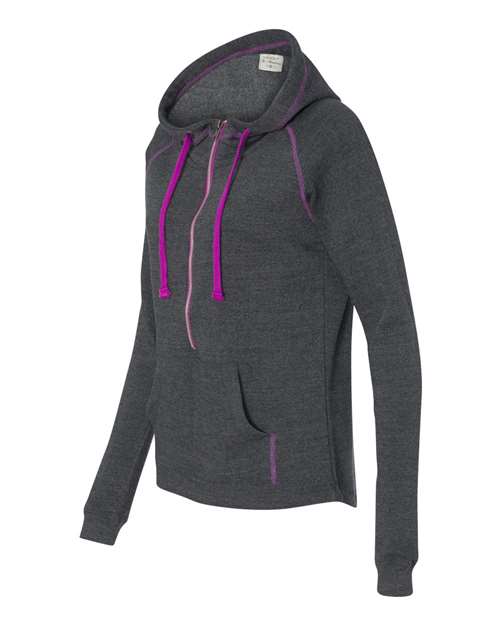 J. America - Women's Half-Zip Triblend Hooded Pullover Sweatshirt - 8876