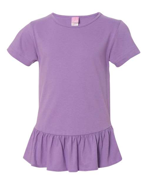 LAT - Girls' Ruffle Fine Jersey Tee - 2627