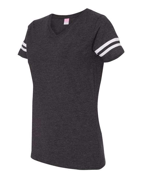 LAT - Women's Football V-Neck Fine Jersey Tee - 3537