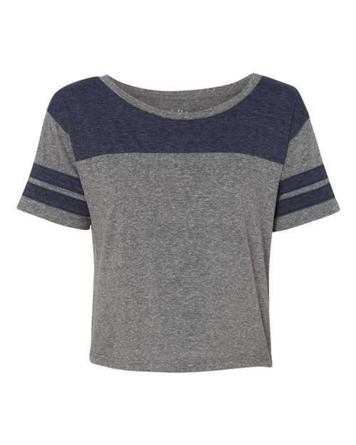 Blue 84 - USA-Made Juniors' Triblend Striped Cropped Tee - JTCT