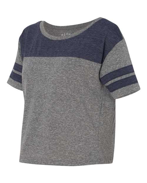 Blue 84 - USA-Made Juniors' Triblend Striped Cropped Tee - JTCT