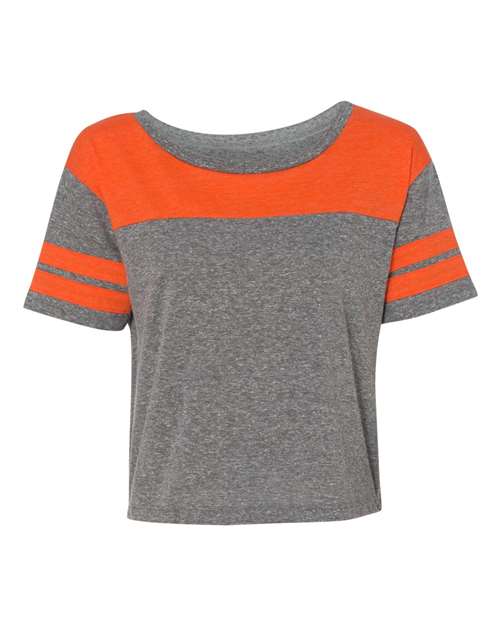 Blue 84 - USA-Made Juniors' Triblend Striped Cropped Tee - JTCT