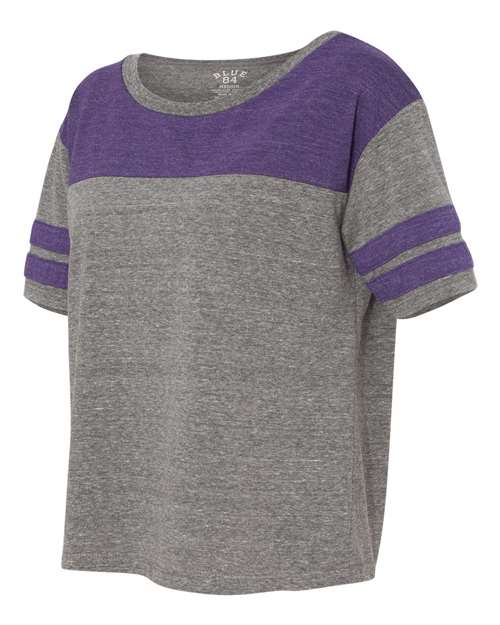 Blue 84 - USA-Made Juniors' Triblend Striped Cropped Tee - JTCT