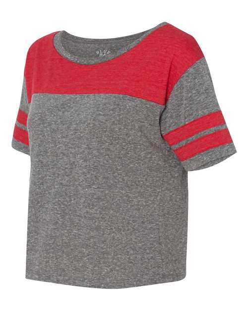 Blue 84 - USA-Made Juniors' Triblend Striped Cropped Tee - JTCT