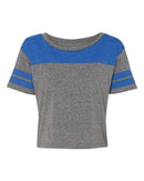 Blue 84 - USA-Made Juniors' Triblend Striped Cropped Tee - JTCT