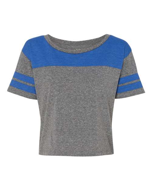 Blue 84 - USA-Made Juniors' Triblend Striped Cropped Tee - JTCT