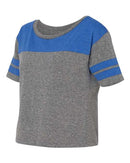 Blue 84 - USA-Made Juniors' Triblend Striped Cropped Tee - JTCT