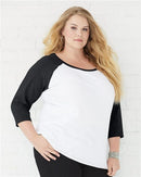 LAT - Curvy Collection Women's Baseball Three-Quarter Sleeve Tee - 3830