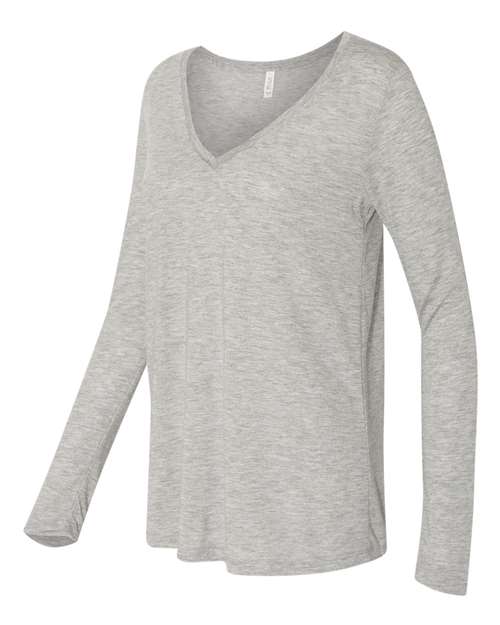 BELLA + CANVAS - Women's Flowy Long Sleeve V-Neck Tee - 8855