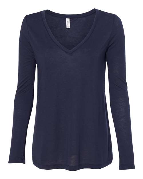 BELLA + CANVAS - Women's Flowy Long Sleeve V-Neck Tee - 8855