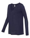 BELLA + CANVAS - Women's Flowy Long Sleeve V-Neck Tee - 8855