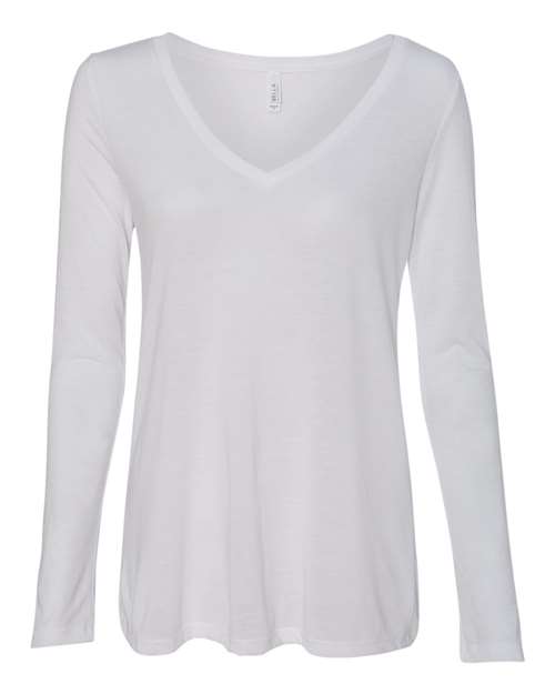 BELLA + CANVAS - Women's Flowy Long Sleeve V-Neck Tee - 8855