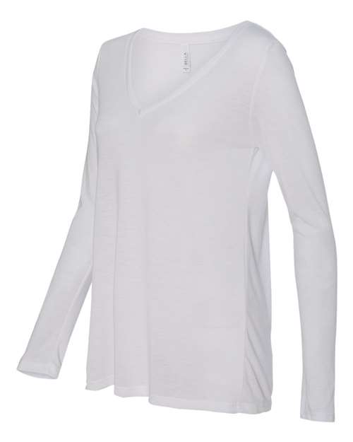 BELLA + CANVAS - Women's Flowy Long Sleeve V-Neck Tee - 8855