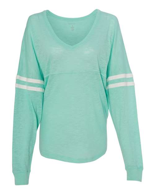 Boxercraft - Women’s Slub Jersey Varsitee V-Neck Long Sleeve T-Shirt - T17