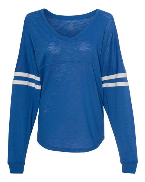 Boxercraft - Women’s Slub Jersey Varsitee V-Neck Long Sleeve T-Shirt - T17