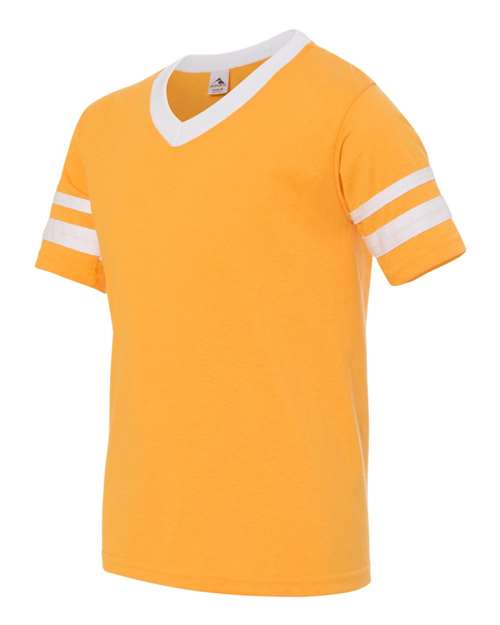 Augusta Sportswear - Youth V-Neck Jersey with Striped Sleeves - 361