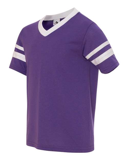 Augusta Sportswear - Youth V-Neck Jersey with Striped Sleeves - 361