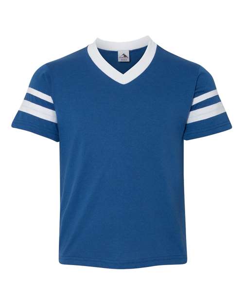 Augusta Sportswear - Youth V-Neck Jersey with Striped Sleeves - 361