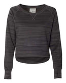 J. America - Women's Odyssey Striped Performance Fleece Hi-Low Crewneck Sweatshirt - 8663