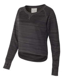 J. America - Women's Odyssey Striped Performance Fleece Hi-Low Crewneck Sweatshirt - 8663