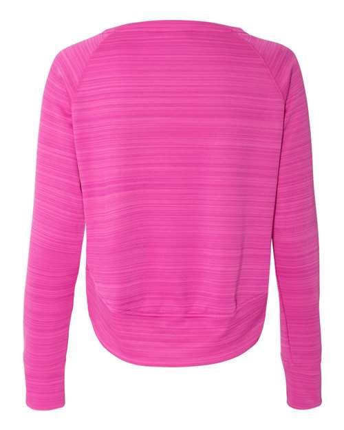 J. America - Women's Odyssey Striped Performance Fleece Hi-Low Crewneck Sweatshirt - 8663