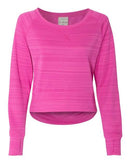 J. America - Women's Odyssey Striped Performance Fleece Hi-Low Crewneck Sweatshirt - 8663