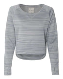 J. America - Women's Odyssey Striped Performance Fleece Hi-Low Crewneck Sweatshirt - 8663