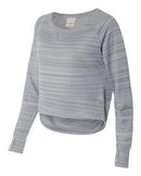 J. America - Women's Odyssey Striped Performance Fleece Hi-Low Crewneck Sweatshirt - 8663