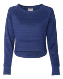 J. America - Women's Odyssey Striped Performance Fleece Hi-Low Crewneck Sweatshirt - 8663