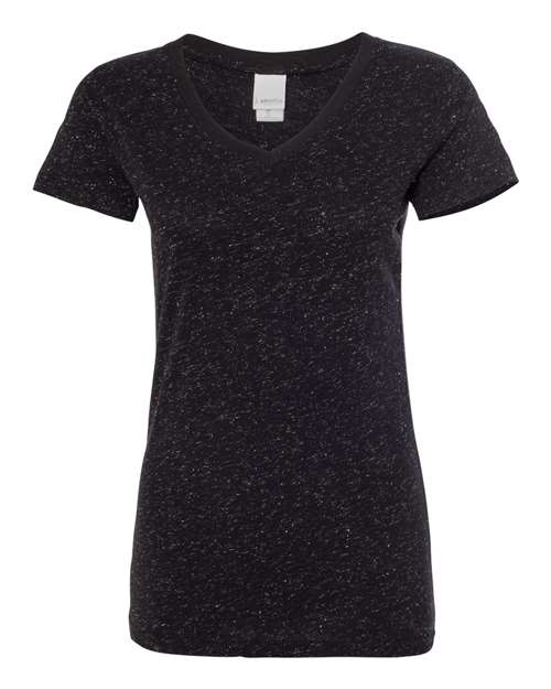 J. America - Women’s Glitter V-Neck Short Sleeve T-Shirt - 8136