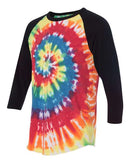 Dyenomite - Tie Dye Three-Quarter Sleeve Raglan T-Shirt - 660VR