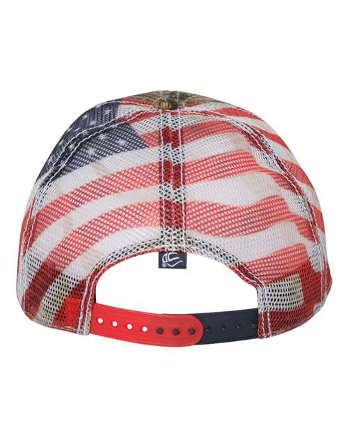 Outdoor Cap - Camo with American Flag Mesh Back Cap - CWF400M